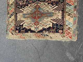 Antique caucasian rug.  Antique Shabby Chic Rug.  Estate Rug 4