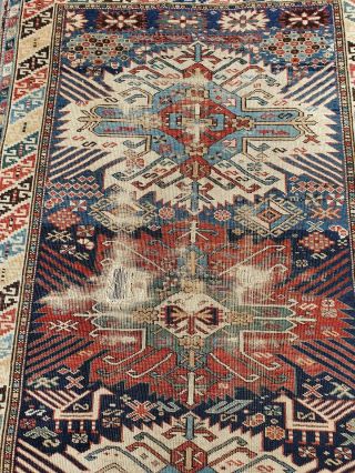 Antique caucasian rug.  Antique Shabby Chic Rug.  Estate Rug 5