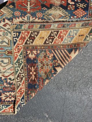 Antique caucasian rug.  Antique Shabby Chic Rug.  Estate Rug 6