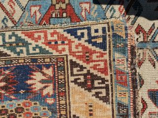 Antique caucasian rug.  Antique Shabby Chic Rug.  Estate Rug 7