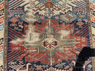 Antique caucasian rug.  Antique Shabby Chic Rug.  Estate Rug 9