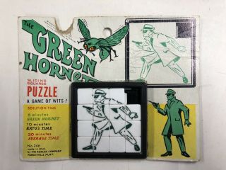 Vintage 1960s Green Hornet Roalex Sliding Tray/tile Puzzle On Card Rare
