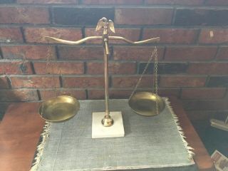 Vintage Balance Scale of Justice Brass Marble Base 4