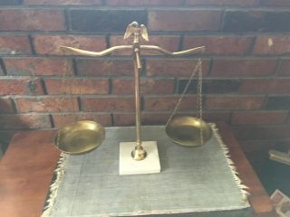 Vintage Balance Scale of Justice Brass Marble Base 5