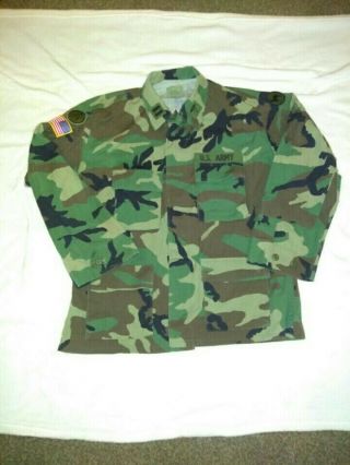 Army Bdu Top With Medical Patch,  Captain Rank,  American Flag And Unit