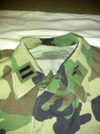 Army BDU Top With Medical Patch,  Captain Rank,  American Flag And Unit 5