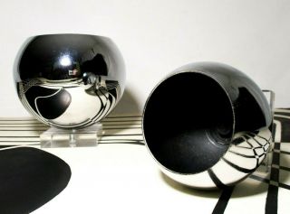 RARE ROBERT SONNEMAN VINT MOD CHROME TWIN GRADUATED EYEBALL BOWLS/LUCITE BASES 3