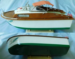 1960 K&O FLEET LINE MARLIN TOY OUTBOARD CRUISER SPEED BOAT WOOD DECK w LIGHTS 3