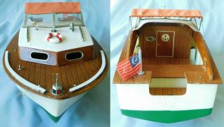 1960 K&O FLEET LINE MARLIN TOY OUTBOARD CRUISER SPEED BOAT WOOD DECK w LIGHTS 4