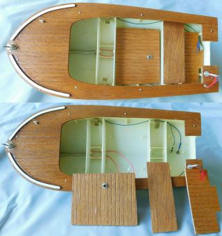 1960 K&O FLEET LINE MARLIN TOY OUTBOARD CRUISER SPEED BOAT WOOD DECK w LIGHTS 5