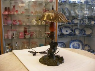 Antique Vtg Art Nouveau - Arts & Crafts - Signed Pairpoint Metal Lamp 2