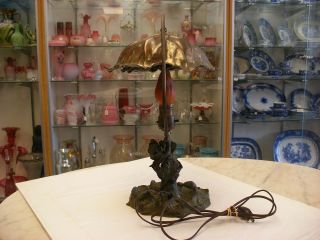 Antique Vtg Art Nouveau - Arts & Crafts - Signed Pairpoint Metal Lamp 4