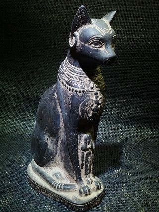 Egyptian Antiques Antiquities Seated Cat Bastet Ubaste Bast Statue 2290 - 2670 Bc