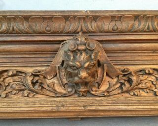 Huge heavy antique french furniture top 19th century Henri II style lion head 2