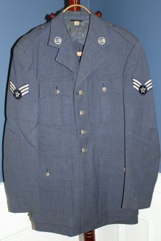 Korean War U.  S.  Air Force Blue Wool Uniform Jacket W/insignia,  1951 D.