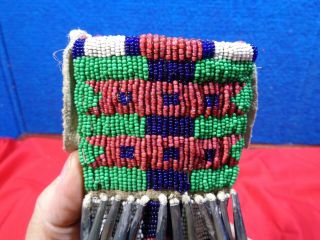 EARLY PRIMITIVE NATIVE AMERICAN BEADED KNIFE SHEATH 3 8