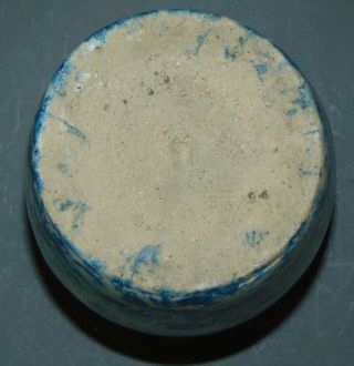 ANTIQUE BLUE SPONGEWARE Small Jar CROCK 5