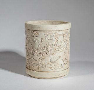 Chinese Antique Unglazed Porcelain Brush Pot