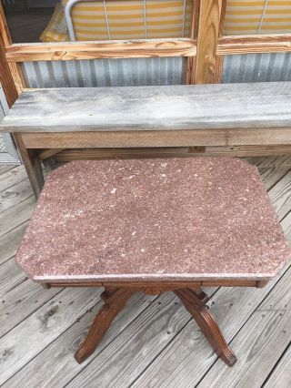 Victorian Burl Walnut Marble Top Coffee Table.  (20 X 28 Top,  19 Tall) 4