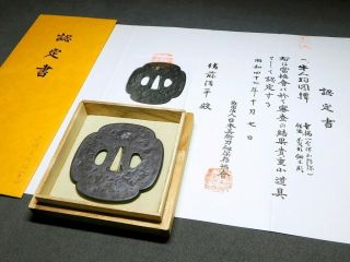 Nbthk Certificated Katana Tsuba 18 - 19thc Japanese Edo Samurai Koshirae Antique