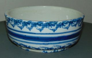 Antique Blue Spongeware Small Bowl