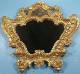 Antique German Gilded Baroque Wood Carved Frame W/ Mirror C1800