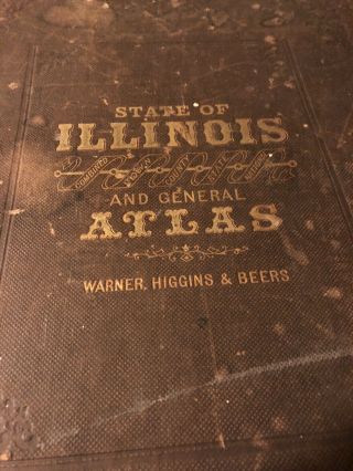 VTG 1873 WARNER HIGGINS BEERS ILLINOIS STATE ATLAS MAP BOOK LARGE 1800s US 2
