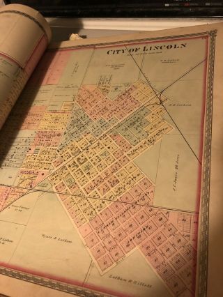 VTG 1873 WARNER HIGGINS BEERS ILLINOIS STATE ATLAS MAP BOOK LARGE 1800s US 8