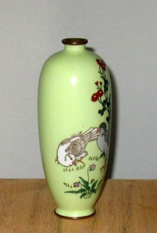 Fine Meiji Period Japanese Cloisonne Enamel Vase with Two Asian Ducks 2
