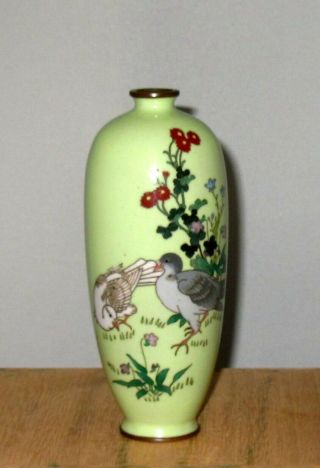 Fine Meiji Period Japanese Cloisonne Enamel Vase with Two Asian Ducks 3