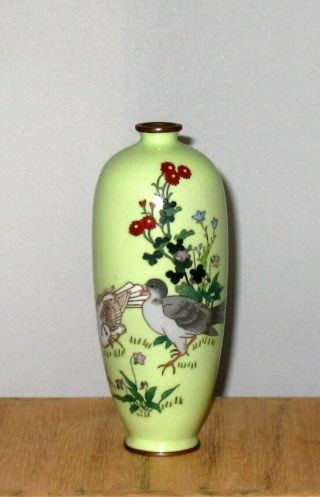 Fine Meiji Period Japanese Cloisonne Enamel Vase with Two Asian Ducks 7
