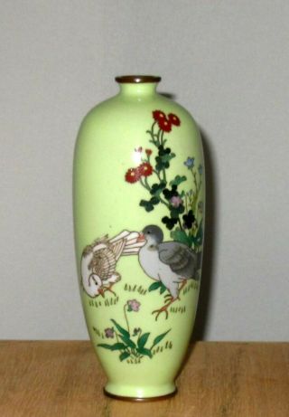 Fine Meiji Period Japanese Cloisonne Enamel Vase with Two Asian Ducks 9