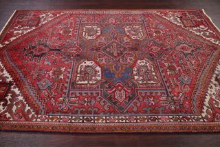 Vintage 5x8 Geometric Heriz Serapi Persian Area Rug Hand - Knotted Oriental Wool
