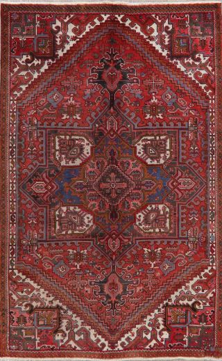Vintage 5x8 Geometric Heriz Serapi Persian Area Rug Hand - Knotted Oriental Wool 2