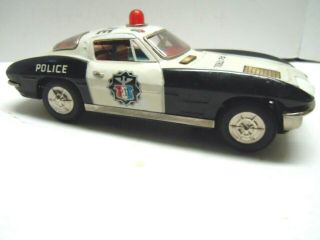 Vintage Rare Japan Ichida Tin Battery Op.  1963 Corvette Police Coupe.  A, .  Runs.