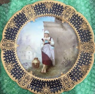 Rare Signed Charles Pillivuyt &co 1867 Medaille D’or Hand Painted Portrait Plate