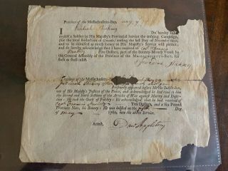Lexington And Concord Soldier Enlistment 1760 French & Indian War Massachusetts