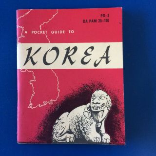 1953 Us Army Pocket Guide To Korea Korean War Military Book