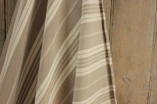 Antique French Ticking Fabric Heavy Weight Upholstery Cotton Pale Putty Gray