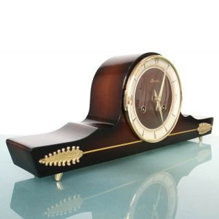 Vintage Hermle Mantel Clock Strada German High Gloss Finish Chime Mid Century