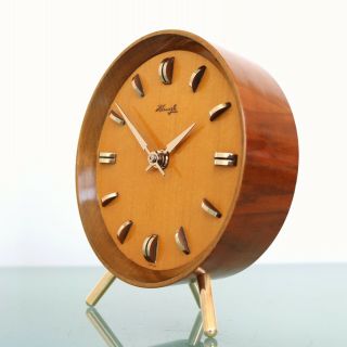 German Kienzle Tripod Vintage Mantel Clock Design 60s High Gloss Mid Century