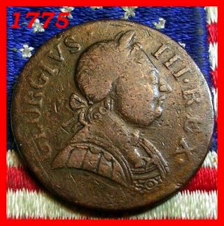 1775 George Iii Half Penny Colonial Daysof Old American Revolutionary War Coin