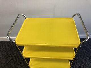 Vintage COSCO CART metal YELLOW kitchen tea utility side mid century rolling 60s 3