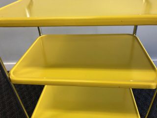 Vintage COSCO CART metal YELLOW kitchen tea utility side mid century rolling 60s 4