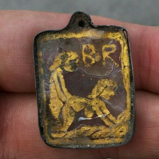 ANCIENT ROMAN SANDWICH GLASS WITH GOLD IN BETWEEN LOVE PENDANT P0016 2
