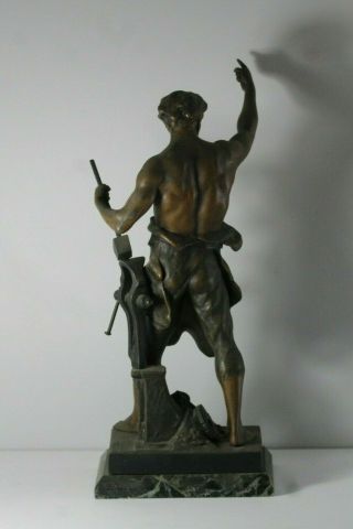 Antique 19thC Emile Picoult Bronzed Spelter Shirtless Man Statue 6