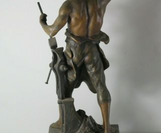 Antique 19thC Emile Picoult Bronzed Spelter Shirtless Man Statue 7