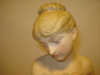 Antique 19th Century Woman Copeland Parian Ware Bisque Statue 19 