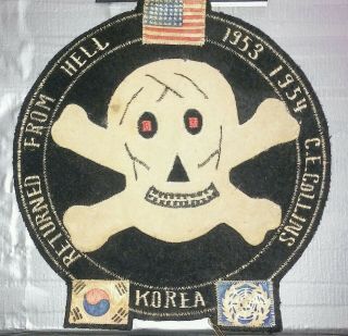 Authentic Skull & Cross Bones Korean War Patch 1953 To 1954