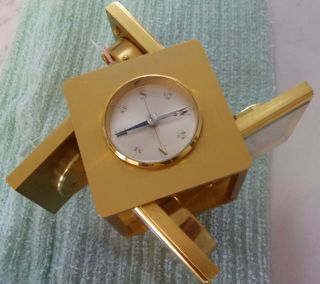 IMHOF CLOCK,  cube,  alarm,  compas,  brass,  barometer,  rotate,  wind up,  clock repair 7